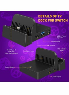 KASTWAVE KASTWAVE for Nintendo Switch Dock, Pocket Charging Dock 4K HDMI TV Adapter for Switch Docking Station Charger Dock Set Good Replacement for Official Replacement Charging Dock( Upgraded System)  - Image 3