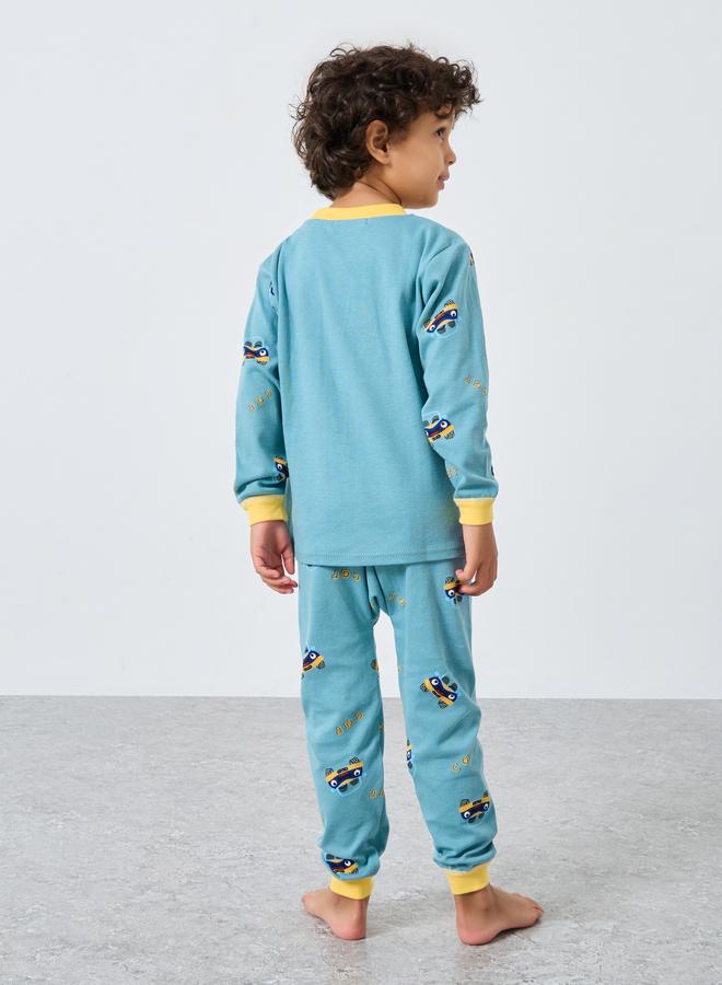 Styli Boys Car Graphic Top and Pyjama Set - Image 4