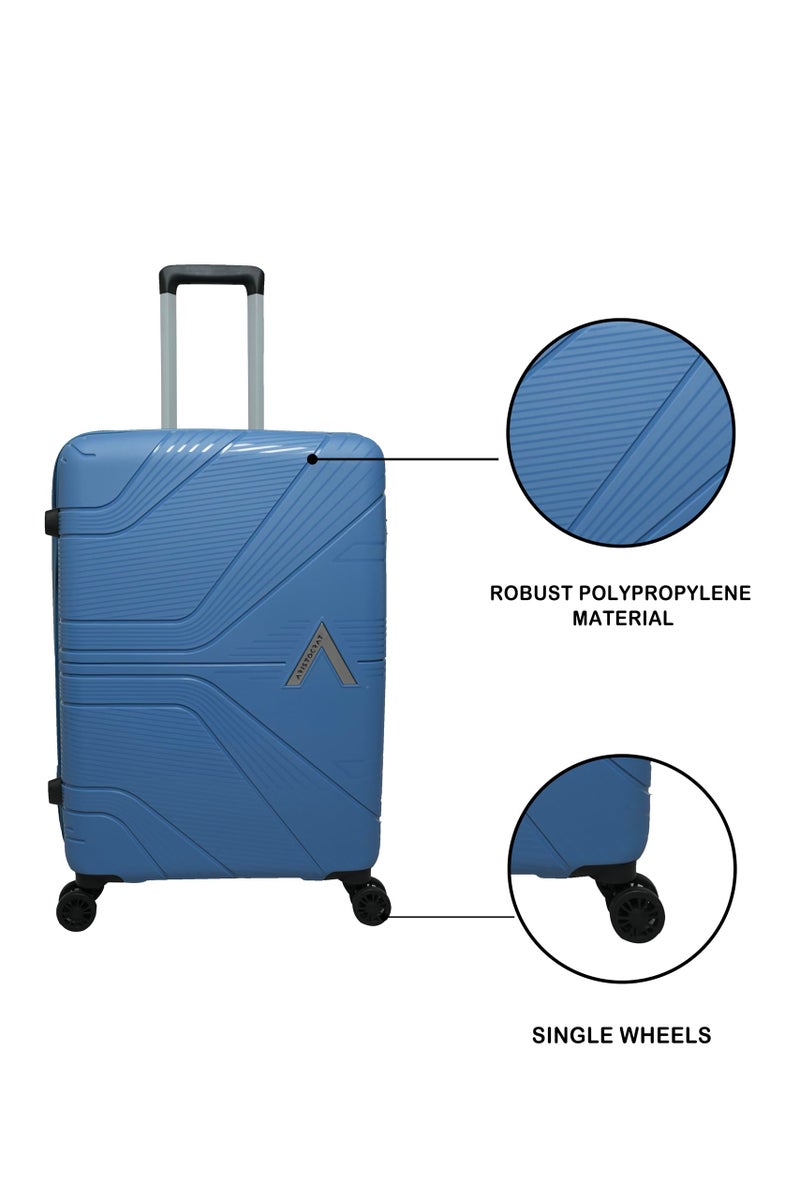 VIP Aristocrat Trolley Bag 65 cm, Hardside PP Shell, Dual Wheels, Multi-Stage System, 10-Number Zipper, 7-Year Warranty (Ocean Blue, Medium) - Image 2