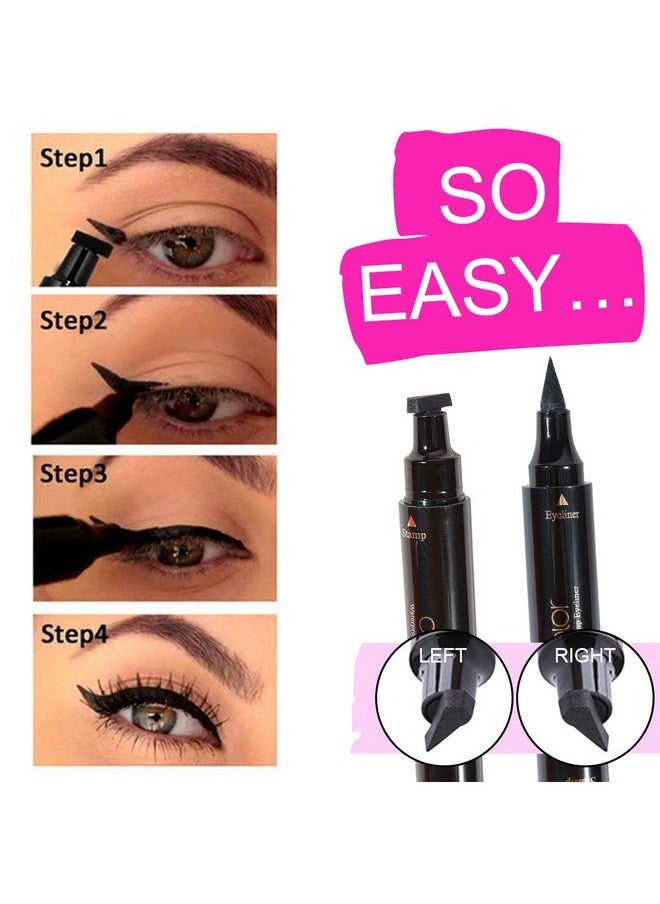 docolor - docolor Eyeliner Stamp Double-sided Liquid Winged Eye Liner Pen Waterproof Smudgeproof Long Lasting Wing Original Eyeliner Pen(1PC,Black) - Image 1