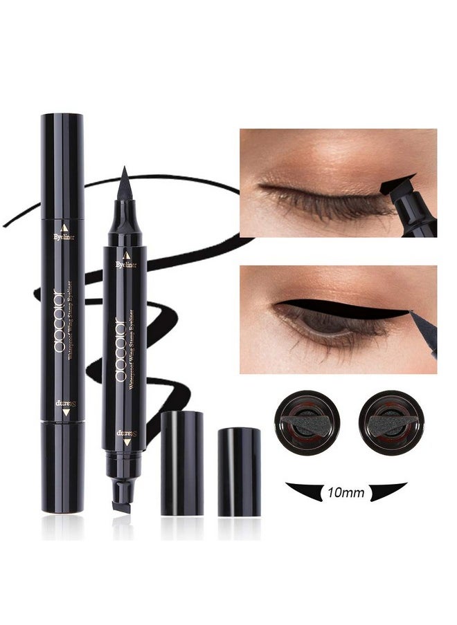 docolor - docolor Eyeliner Stamp Double-sided Liquid Winged Eye Liner Pen Waterproof Smudgeproof Long Lasting Wing Original Eyeliner Pen(1PC,Black) - Image 1