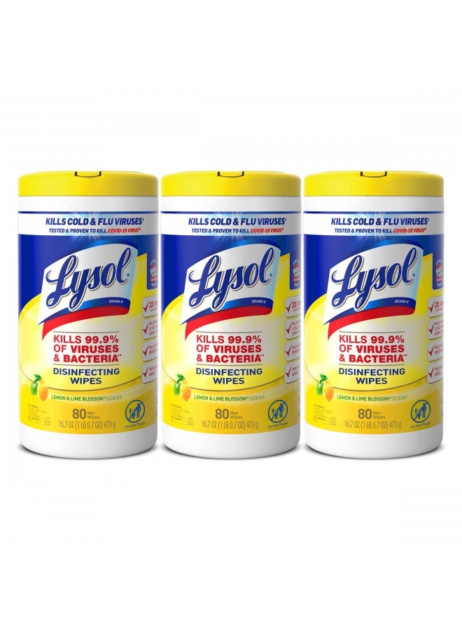 Lysol Disinfectant Wipes, Multi-Surface Antibacterial Cleaning Wipes, For Disinfecting And Cleaning, Lemon And Lime Blossom, 80 Count (Pack Of 3) - Image 2