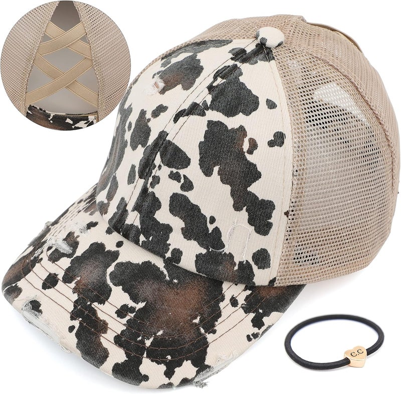 Cc Ponycap Messy High Bun Ponytail Adjustable Glitter Mesh Trucker Baseball Cap - Image 1