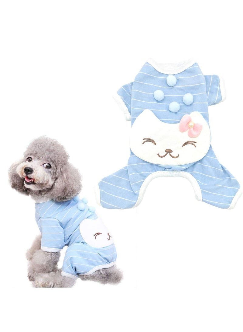 KASTWAVE Pet Pajamas Jumpsuit Dog Shirts, for Small Medium Girls Puppy T-shirts, Cats Onesie Soft Dog Pajamas Cotton Puppy Rompers, Pet Jumpsuits Cozy Bodysuits for Summer Winter Clothing( M ize Only） - Image 1