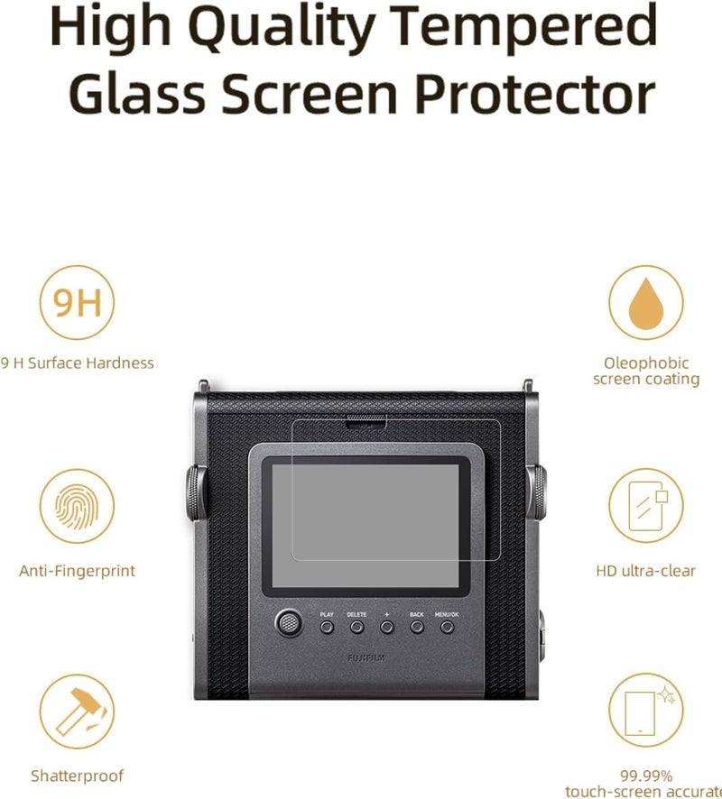 WUNIAK for INSTAX WIDE EVO 2025 New Hybrid Instant Film Camera Screen Protector, Ultra Clear Tempered Glass Screen Protector + Tempered Glass Lens Protector,Anti-Scratch,9H Hardness. - Image 2
