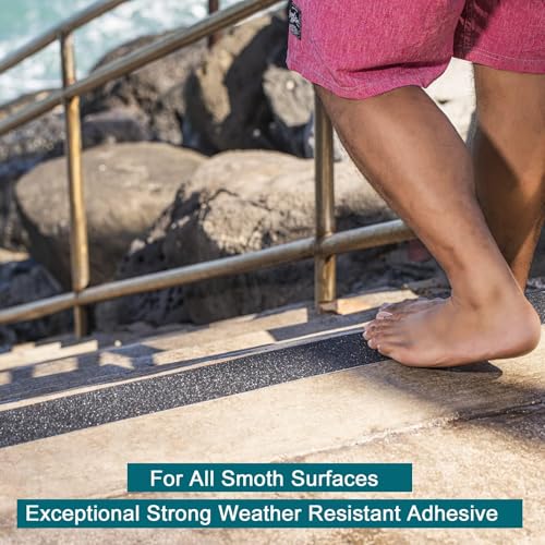 Leyibo Anti Slip Tape, 4 Inch x 35 Ft Grip Tape for Stairs Outdoor/Indoor, Waterproof Non Skid Roll for Stair Treads Non Slip, High Traction Friction Abrasive Adhesive Stair Steps - Black - Image 5
