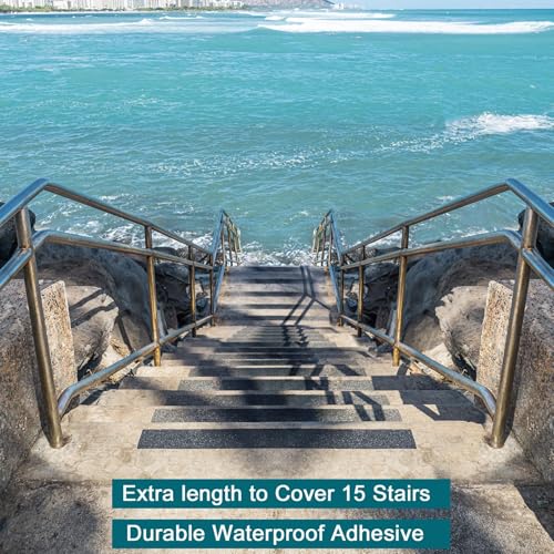 Leyibo Anti Slip Tape, 4 Inch x 35 Ft Grip Tape for Stairs Outdoor/Indoor, Waterproof Non Skid Roll for Stair Treads Non Slip, High Traction Friction Abrasive Adhesive Stair Steps - Black - Image 4