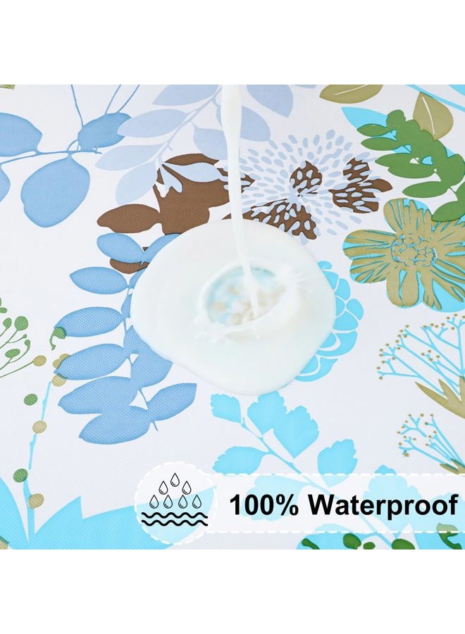 misaya Round Fitted Tablecloth with Elastic Edge, 100% Waterproof Oil Proof Plastic Table Cover, Vinyl Flannel Backed Tablecloth Fits 36"-44" Round Tables for Dinner, Outdoor, Picnic, Leaves - Image 3