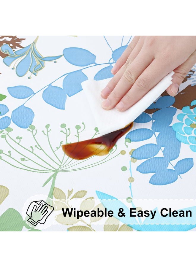 misaya Round Fitted Tablecloth with Elastic Edge, 100% Waterproof Oil Proof Plastic Table Cover, Vinyl Flannel Backed Tablecloth Fits 36"-44" Round Tables for Dinner, Outdoor, Picnic, Leaves - Image 4