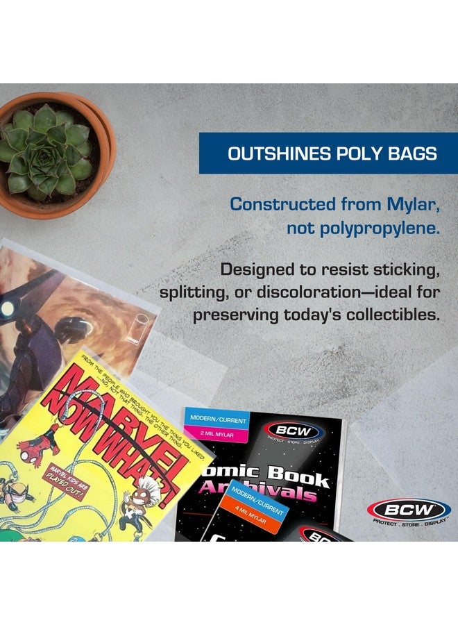 BCW Current/Modern Comic Mylar Archivals - 2 MIL - 100 Count Pack | Archival Comic Book Bags | Standard Size 7 x 10.5 Inches, Secure 1.5 Inch Flap | Protective Covers for Comic Book Collectors - Image 5