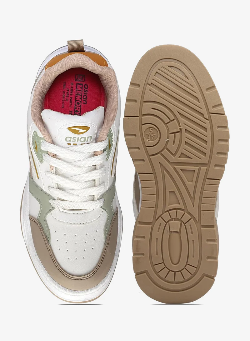 Asian Stylish White Beige Sneakers for Women and Girls