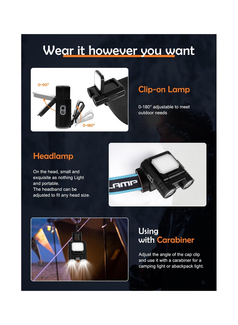 Generic Led Hard Hat Light, 5 Modes Headlamp Rechargeable Clip On Cap Lights Head Lamp with Motion Sensor, Waterproof Head Light Flashlight for Hiking, Running, Repairing, Fishing, Cycling, Climbing  - Image 4