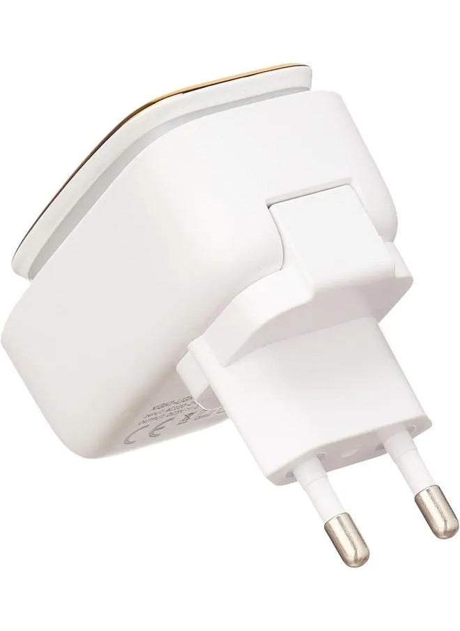 LDNIO - شاحن سريع عالي الجودة A2205 بمنفذ USB مزدوج ومقبس أوروبي مع مصباح LED يعمل باللمس وكابل شحن Lightning - أبيض - Image 1