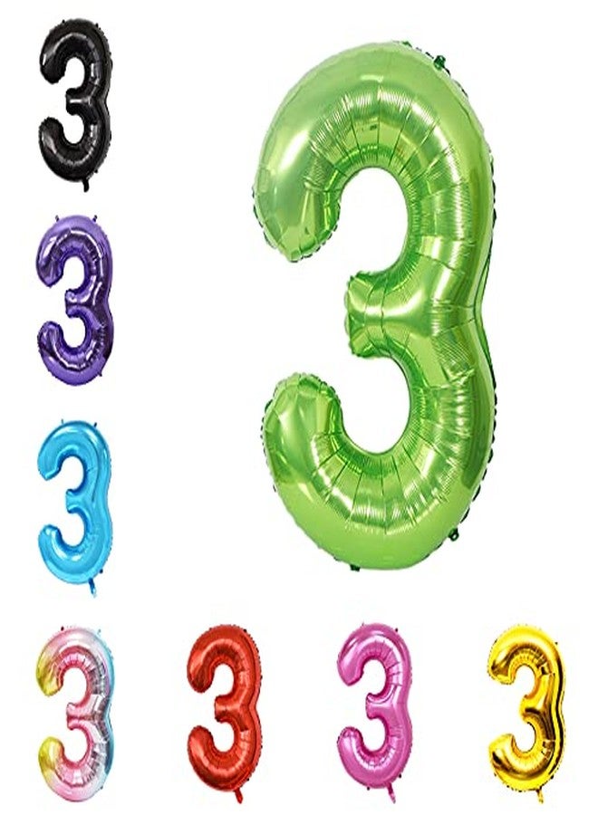 YPSelected 40 Inch Large Foil Helium Number Balloon Birthday Wedding Party 0-9 (Green, 3) - Image 2