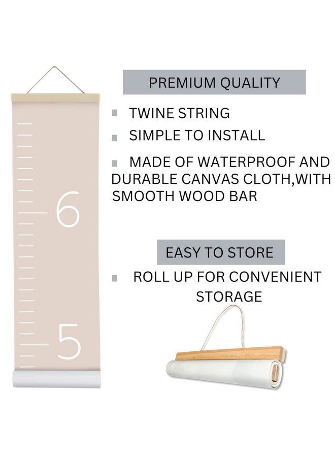 Morxy Canvas Growth Chart for Kids - Unisex Kids Room Wall Decor - Measuring Height Chart- Wall Tape with Height Chart for Kids (Canvas, Plain Beige) - Image 2