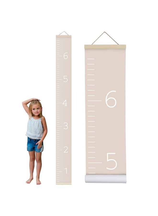 Morxy Canvas Growth Chart for Kids - Unisex Kids Room Wall Decor - Measuring Height Chart- Wall Tape with Height Chart for Kids (Canvas, Plain Beige) - Image 1