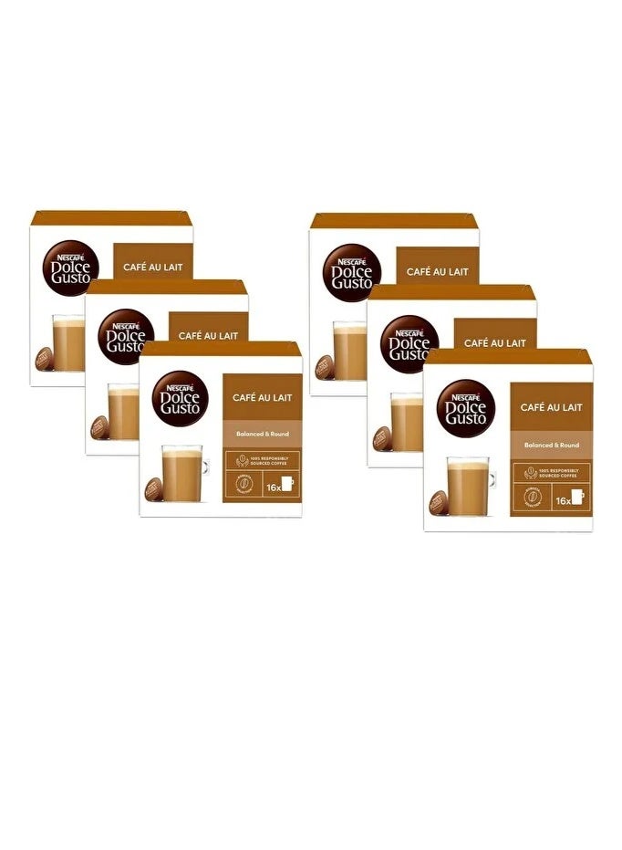 Dolce Gusto Cafe Au Lait 16 Capsules ×6 Pieces