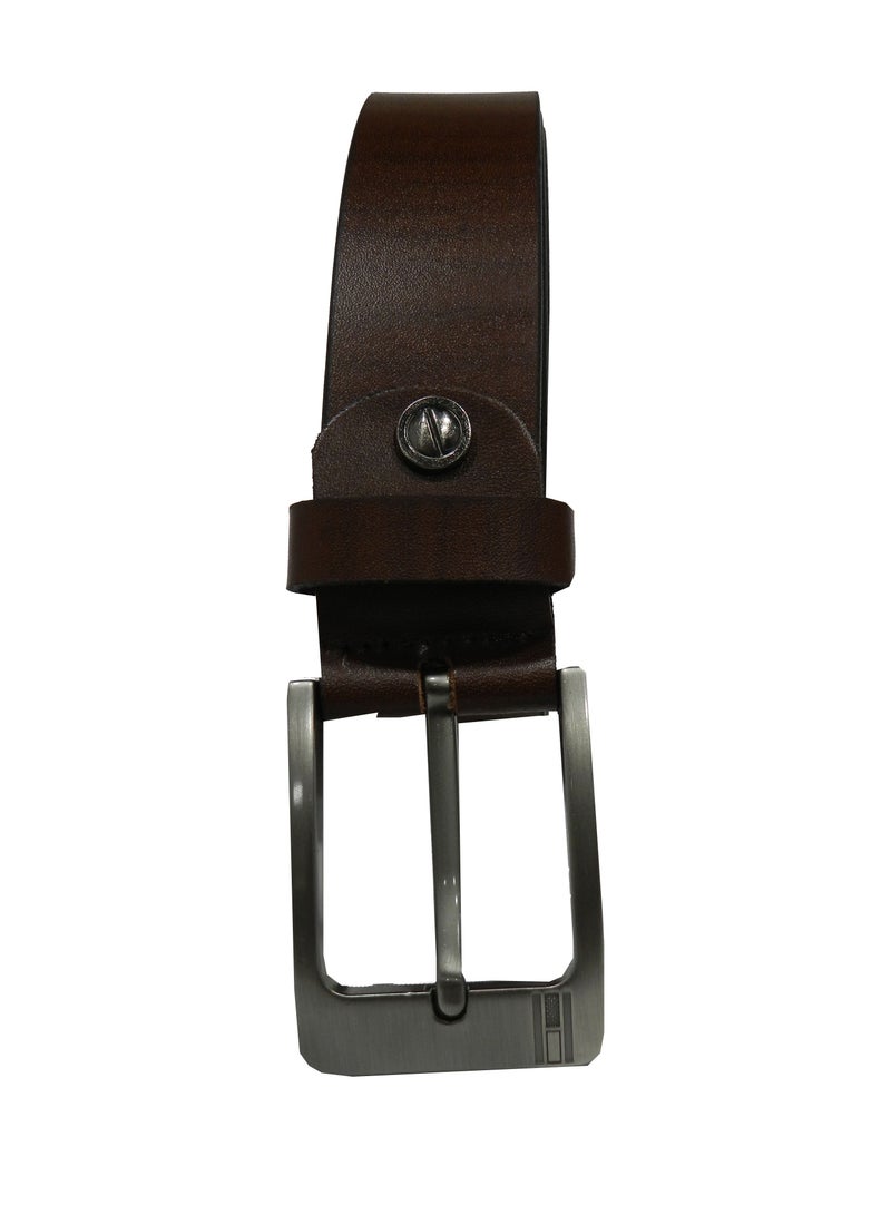 ليفراي حزام جلد طبيعي بني غامق وعصري للرجال - Image 3