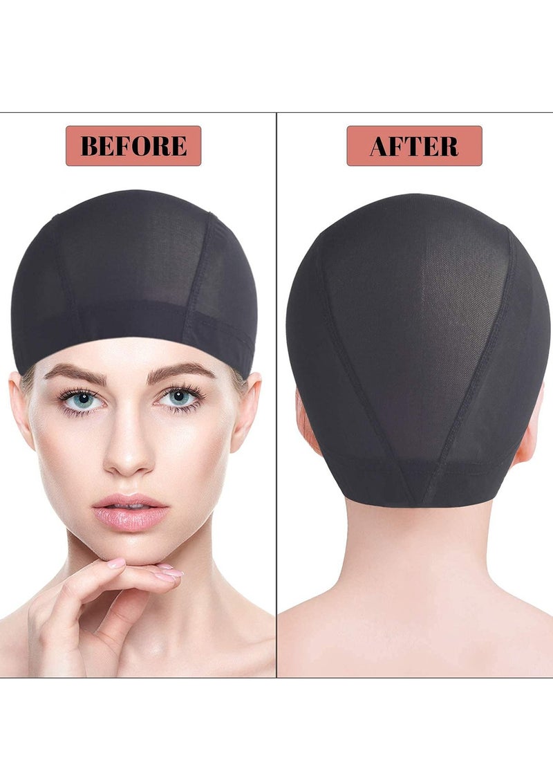 SYOSI - Wig Caps 6 Pack Mesh Dome Cap for Wig Making Stretchable Dome Mesh Women Lace Front Wig Black Mesh Dome Caps with Wide Elastic Band Suitable for Any Hairstyle for Role Playing Clothing Black - Image 1