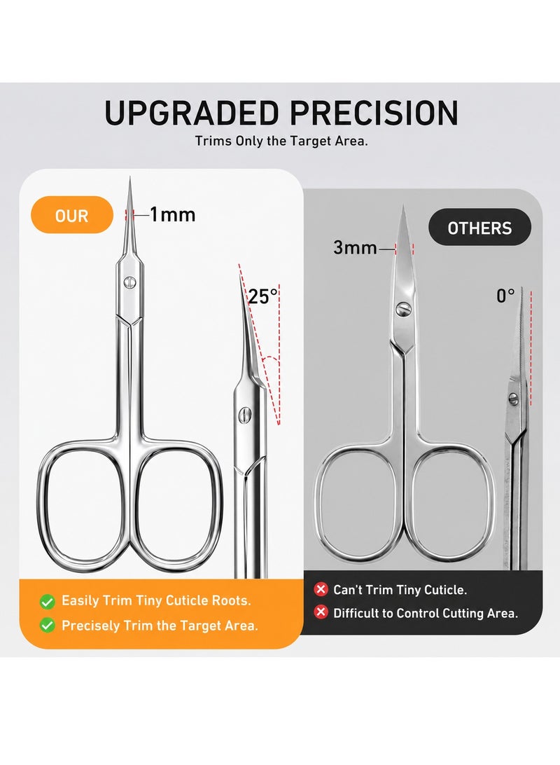 FABIYAN Russian Style Curved Cuticle Nipper Scissors, Curved Blade Nail Scissors, Precise Pointed Tip Grooming Kit for Eyebrow, Eyelash, Trim Nail and Dry Skin, Small Scissors, Home and Salon Use, Silver. - Image 4