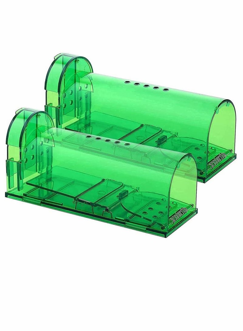 SYOSI مصائد الفئران الإنسانية صيد وإطلاق داخلية، خارجية - مصائد دائمة سهلة الإعداد، آمنة للأطفال والحيوانات الأليفة والبشر - إزالة فورية للآفات غير المرغوب فيها من منزلك 2 قطع - Image 1