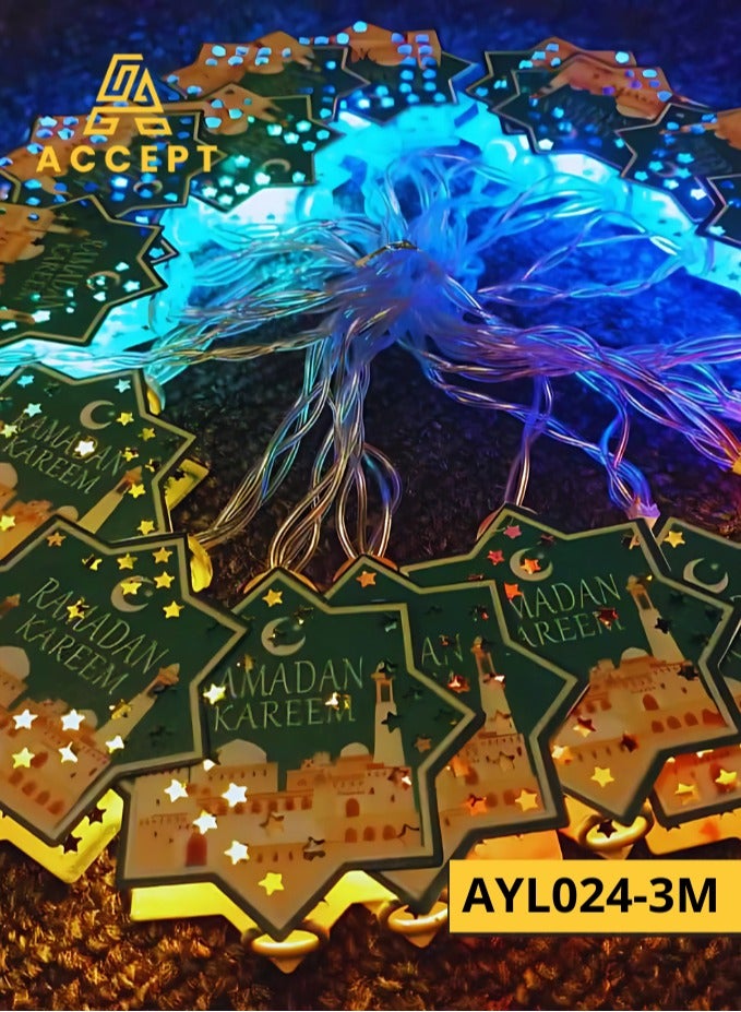 Ramadan Kareem Star String Lights (3 Meters) | Festive Home and Eid Decoration