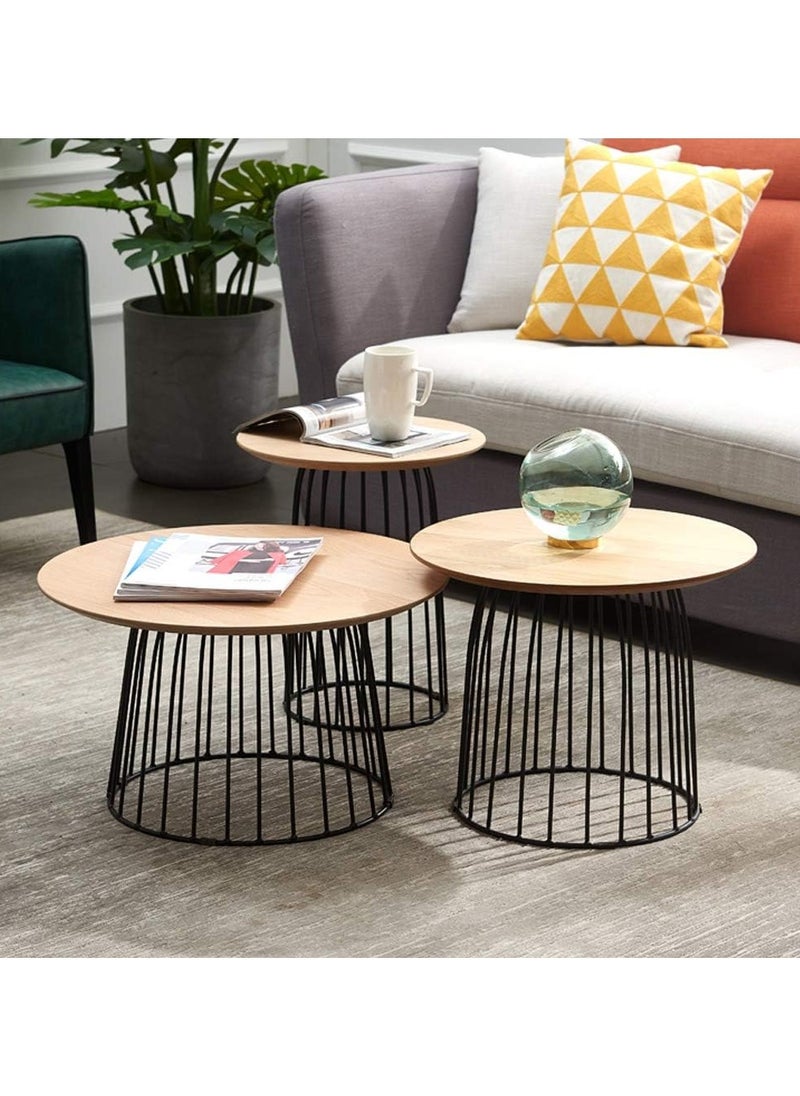 Neo Front Neo Front Coffee Table Set Wood Top and Curved Metal legs Brown, 150x45cm OP-T83  - Image 1