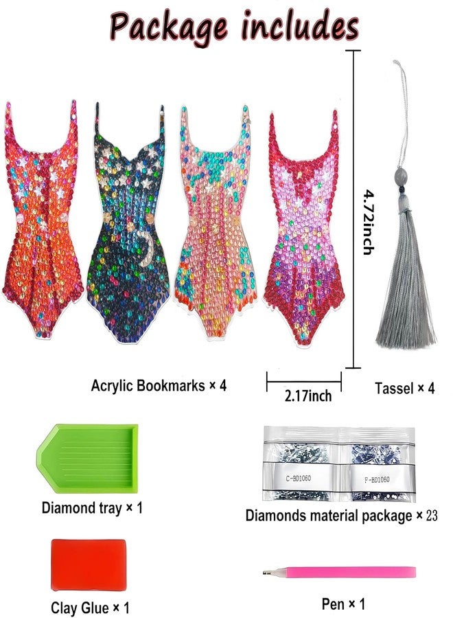 CuddleJunk Singer Diamond Painting Bookmarks, 4 PCS Tour Concert Outfit Inspired Diamond Art Bookmark, Sparkles Bodysuit Leotard Touring Musical Gift for Fans - Image 2