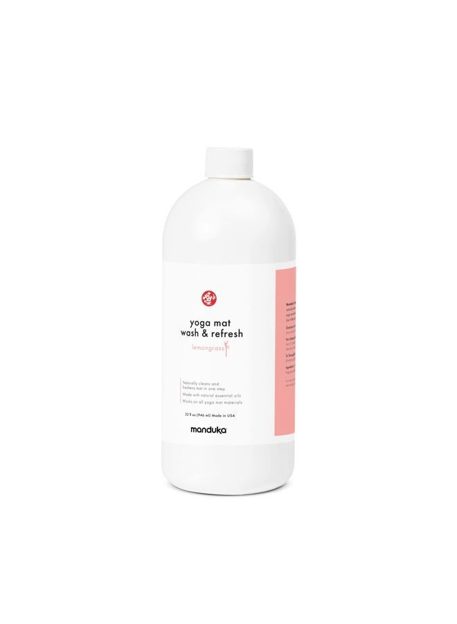 Yoga Mat Wash and Refresh – 100% Natural Essential Oil Yoga Mat Cleaning Spray, Fitness Equipment and Gym Accessories Cleaner, Non-irritating, Pet Friendly | Lemongrass Scent, 32 oz