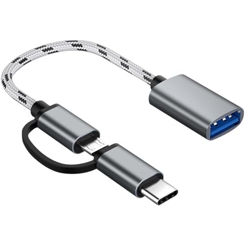 Sooiiyu 2-in-1 USB C/Micro USB to USB Adapter, USB to USB C OTG Adapter Cable Compatible with Samsung Galaxy S21 S22 S23 Note 20/10 A53, Google Pixel and More Android Devices, Gray - Image 1