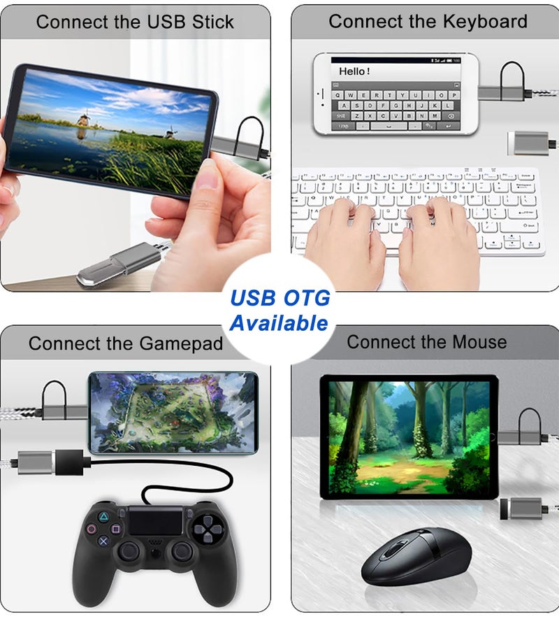Sooiiyu 2-in-1 USB C/Micro USB to USB Adapter, USB to USB C OTG Adapter Cable Compatible with Samsung Galaxy S21 S22 S23 Note 20/10 A53, Google Pixel and More Android Devices, Gray - Image 2