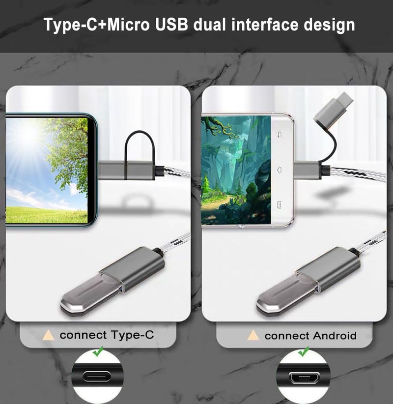 Sooiiyu 2-in-1 USB C/Micro USB to USB Adapter, USB to USB C OTG Adapter Cable Compatible with Samsung Galaxy S21 S22 S23 Note 20/10 A53, Google Pixel and More Android Devices, Gray - Image 3