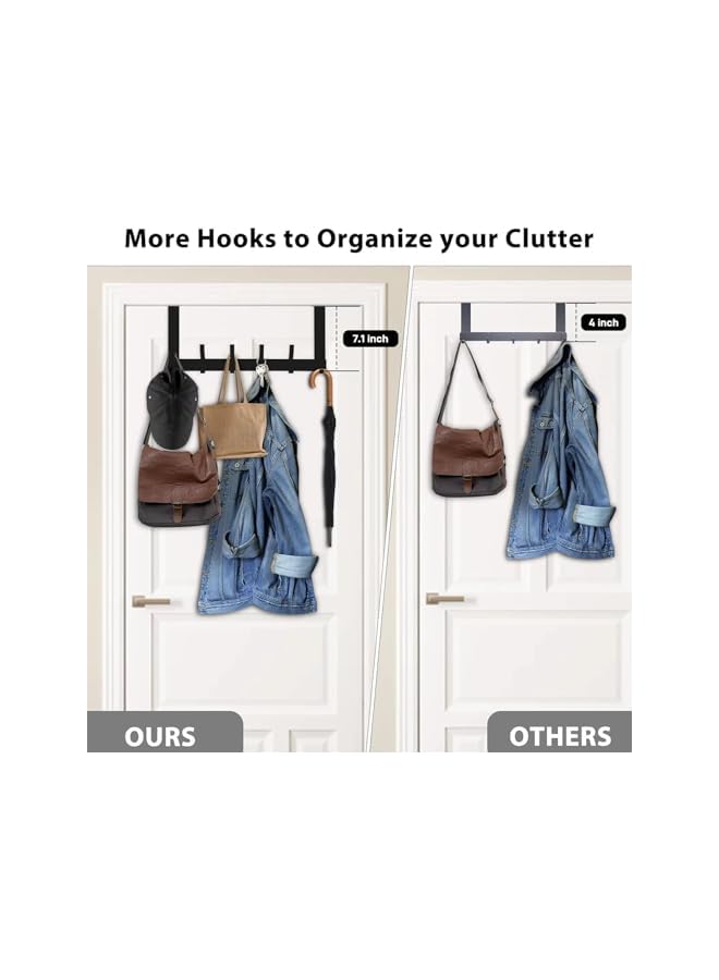 S-TOP Door Hooks, 12-Hook Door Hanger Organizer for Bathroom & Bedroom, Heavy Duty Over Door Towel Rack - Image 2