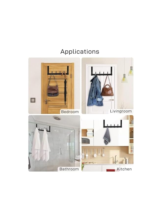 S-TOP Door Hooks, 12-Hook Door Hanger Organizer for Bathroom & Bedroom, Heavy Duty Over Door Towel Rack - Image 4
