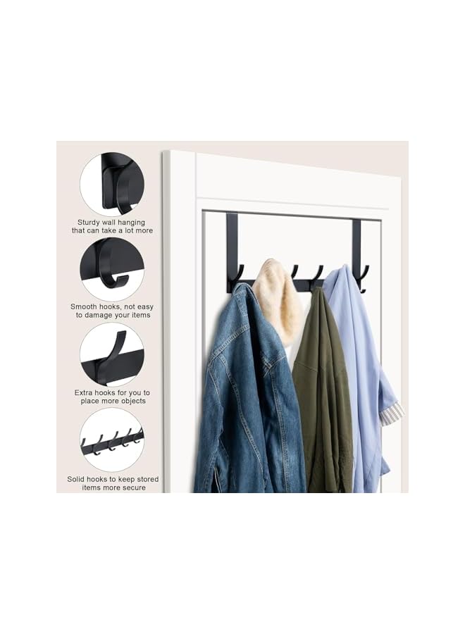 S-TOP Door Hooks, 12-Hook Door Hanger Organizer for Bathroom & Bedroom, Heavy Duty Over Door Towel Rack - Image 3