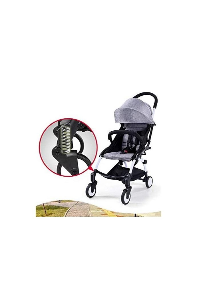Generic Baby Stroller Extra Wide Single Hand Fold 360° Rotating Wheels Seat Grey  - Image 3