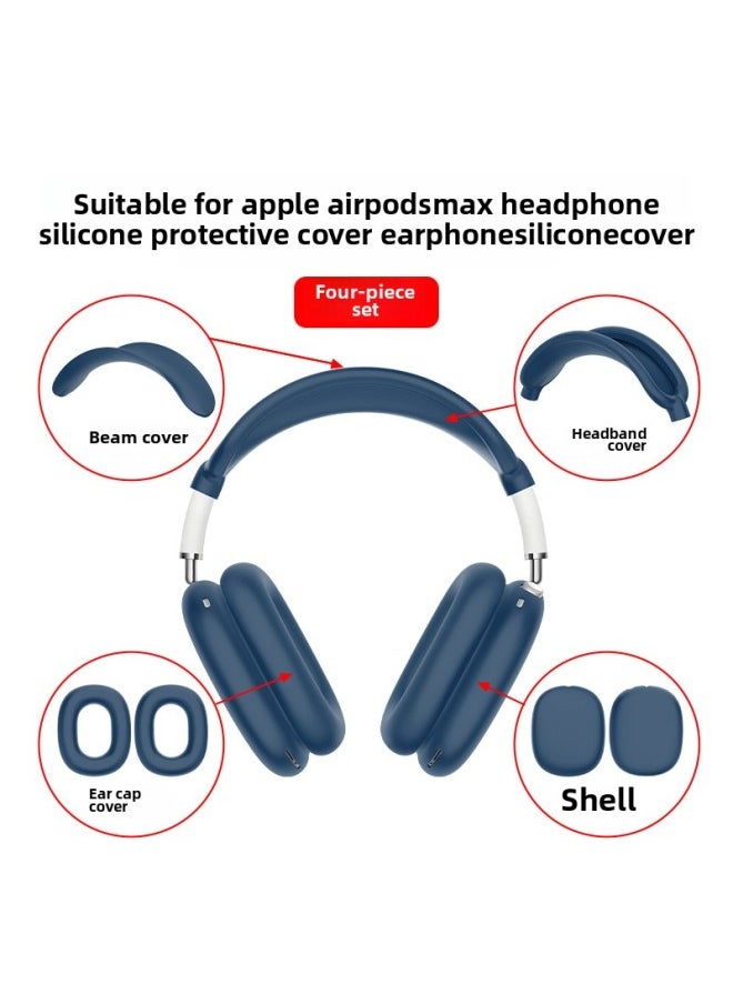 Generic - [four-piece Set] Suitable For Apple Airpods Max Head-mounted Bluetooth Headset Silicone Protective Cover Soft-Specifications:White Silicone Four-piece Set - Image 1