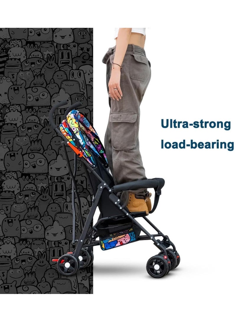 VUCATIN عربة أطفال خفيفة الوزن، عربة أطفال قابلة للطي مع مظلة شمسية، عربة سفر مع حامل أكواب وسلة تخزين، عربة أطفال صغيرة - Image 4