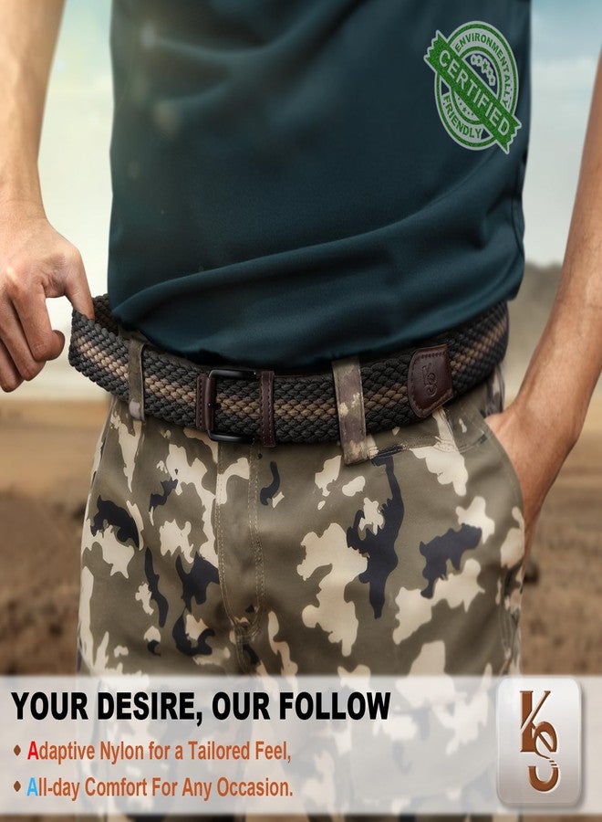 KEMISANT Men Belt,Woven Braided Stretch Belt Adjustable Fit Fot Men Golf Casual Jeans 1 3/8"-Lightweight Canvas(Black/Brown,32"-36" Waist Adjustable) - Image 4