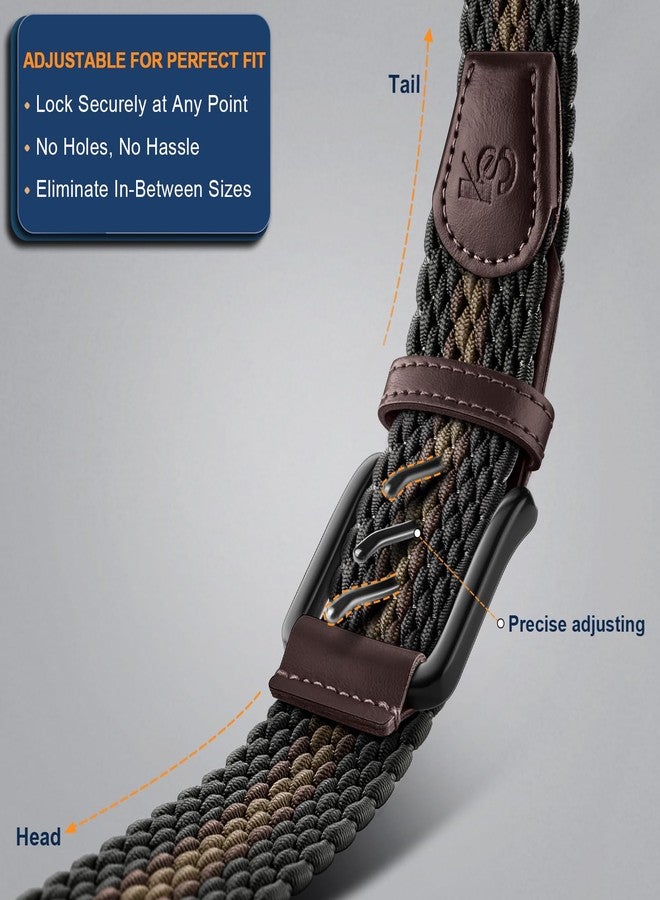 KEMISANT Men Belt,Woven Braided Stretch Belt Adjustable Fit Fot Men Golf Casual Jeans 1 3/8"-Lightweight Canvas(Black/Brown,32"-36" Waist Adjustable) - Image 3