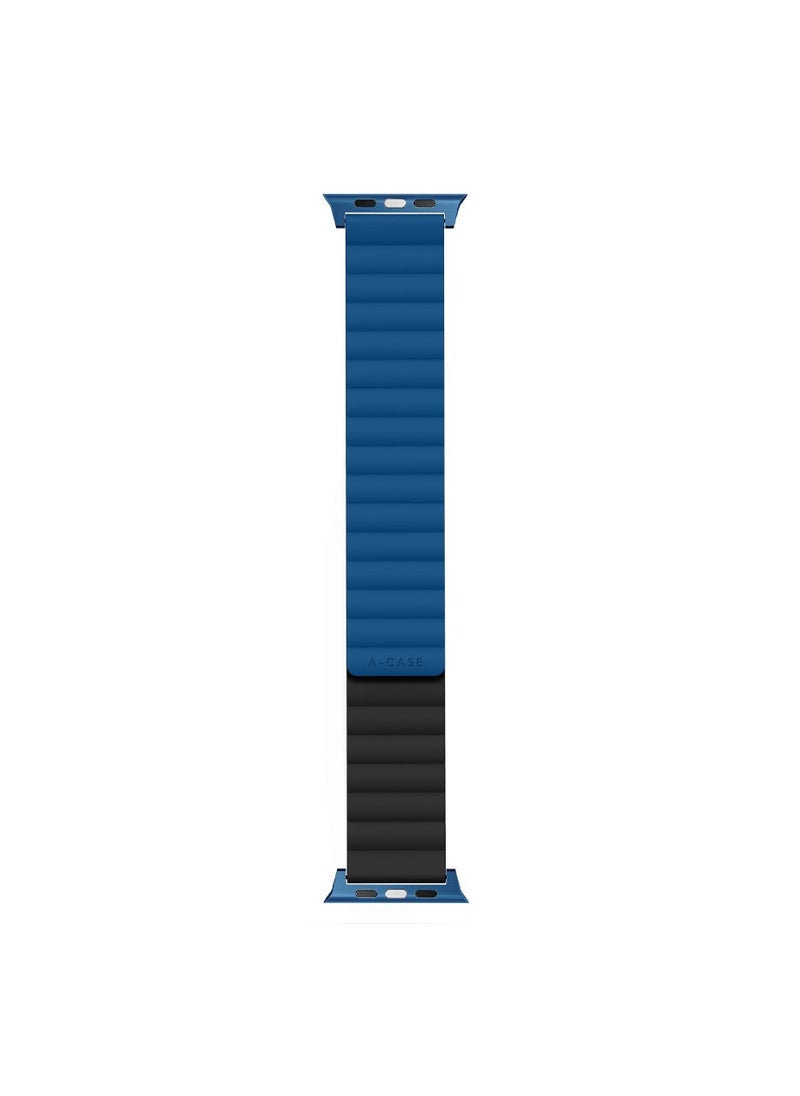 A-CASE - INVIX Reversible Magnetic Silicone Strap for Apple Watch 42/44/45/49MM - Ultra-Soft, Waterproof, Adjustable with Stainless Steel Connectors - Comfortable & Stylish - Blue/Black - Image 1