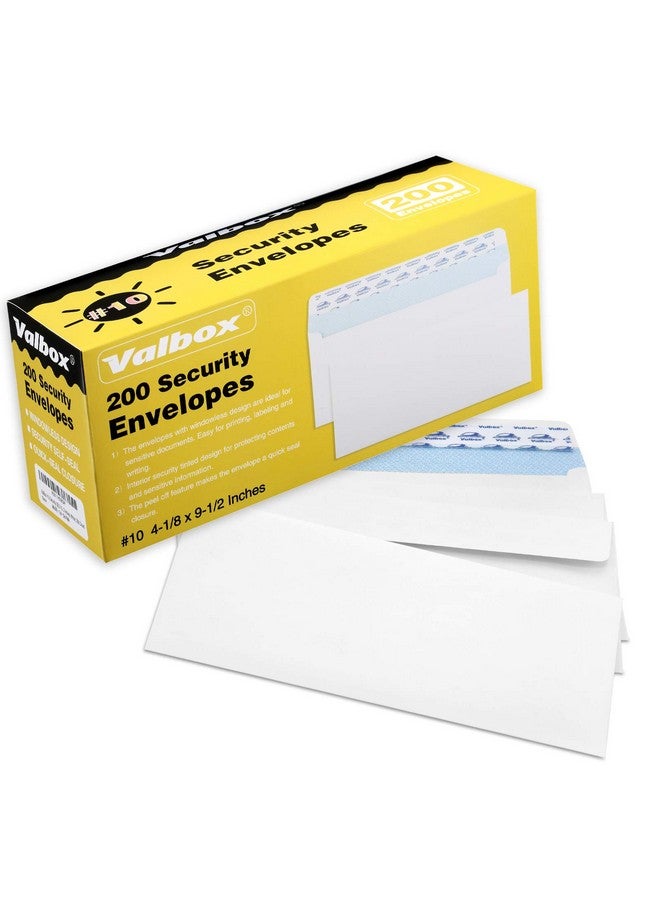 فالبوكس #10 مظاريف أمان ذاتية الغلق، نمط تظليل أمان بدون نوافذ رقم 10، مظاريف بريدية آمنة، مقاس 4-1/8 × 9-1/2 بوصة، 24 رطلاً من المظاريف التجارية البيضاء، 200 مظروف - Image 1