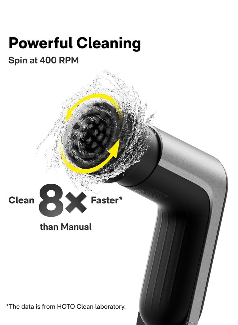 HOTO Grip Cordless Spin Scrubber – Ultra-Light 0.65 lb Kitchen Cleaning Brush, 400 RPM, IPX7 Waterproof, 110-Minute Runtime, Smart Display - Image 3