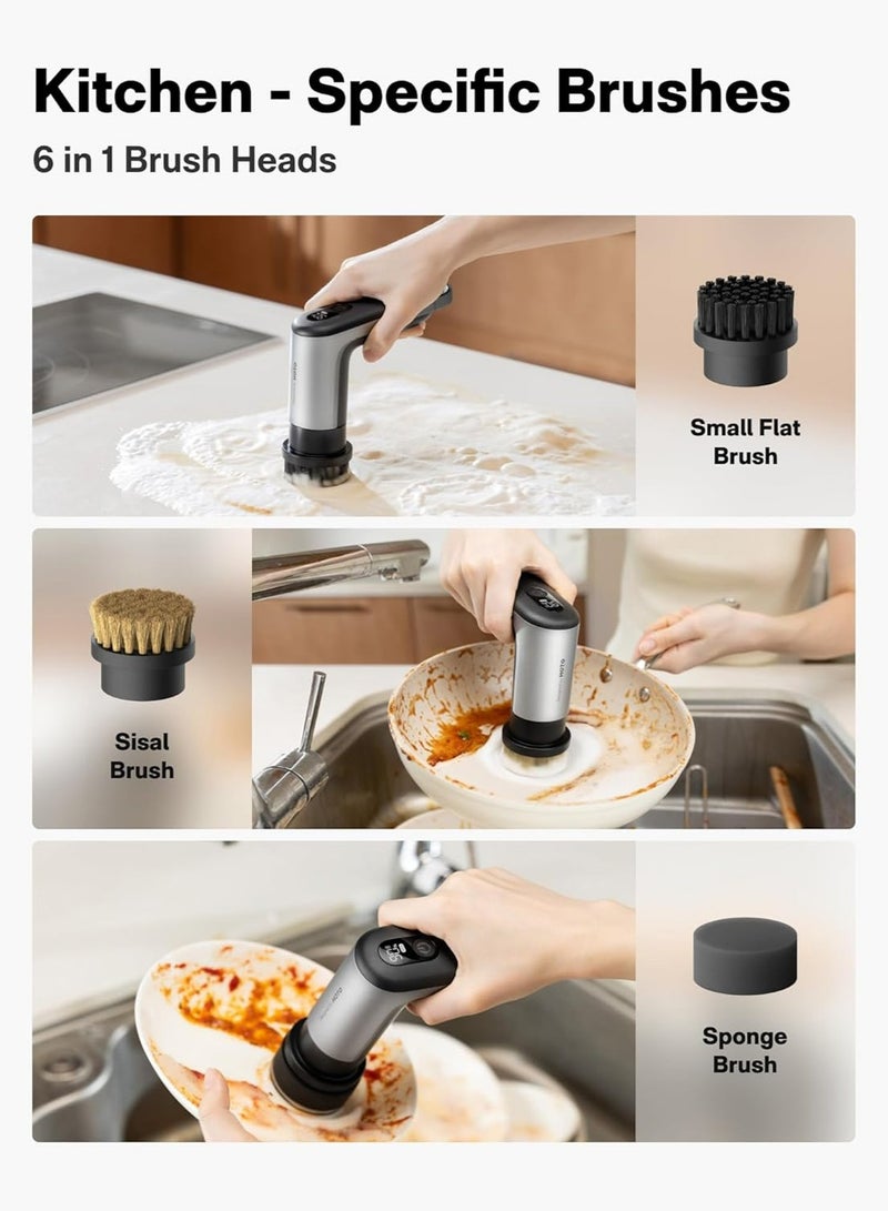 HOTO Grip Cordless Spin Scrubber – Ultra-Light 0.65 lb Kitchen Cleaning Brush, 400 RPM, IPX7 Waterproof, 110-Minute Runtime, Smart Display - Image 2