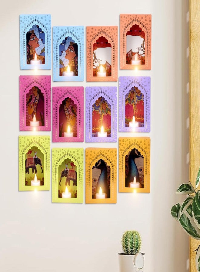 SATVIK STORE مجموعة ساتفيك ديب مالا لتزيين ديوالي مع شمعة، أدوات ديكور منزلي، قطعة ديكور احتفالية، صندوق جاروكا تقليدي للتعليق (عبوة من 6 قطع) - Image 1
