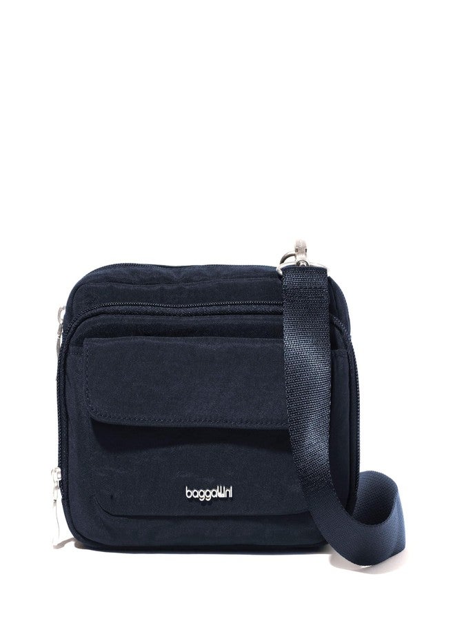 Baggallini Modern Double Zip Crossbody, French Navy Twill - Image 1