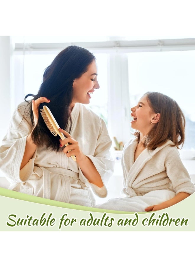 Natural bamboo hairbrush for painless detangling | Detangles and tames frizz | Wooden bristles massage the scalp and improve hair health | Suitable for long, short, curly, and thick hair - Image 4