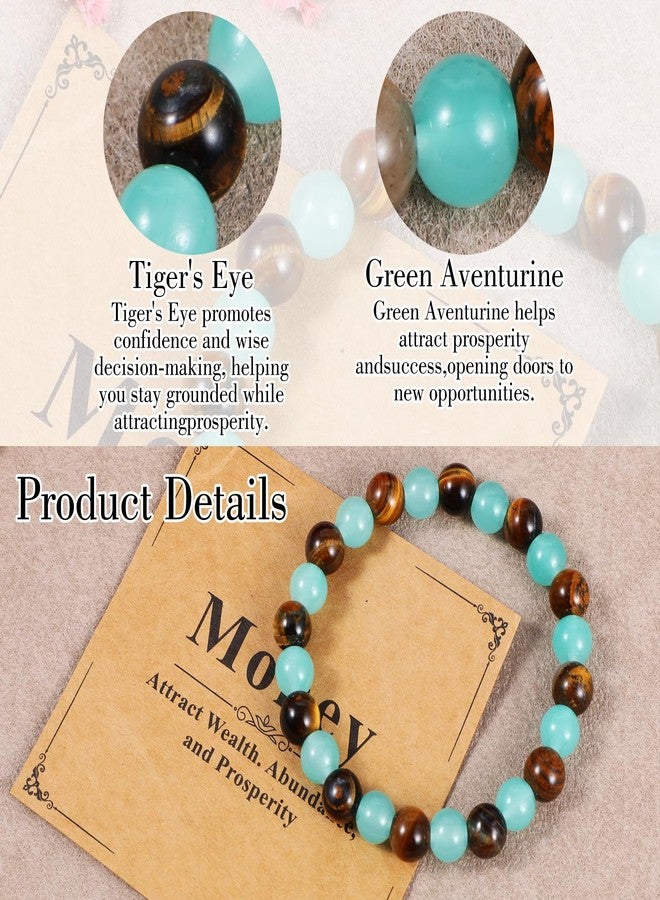 Molain Money Bracelets for Women, Wealth Attraction Feng Shui Luck Bracelet Adjustable Jade Tiger Eye Lucky Crystal Jewelry Valentines Day Gits for Her Him Sister Husband Boyfriend Birthday - Image 2