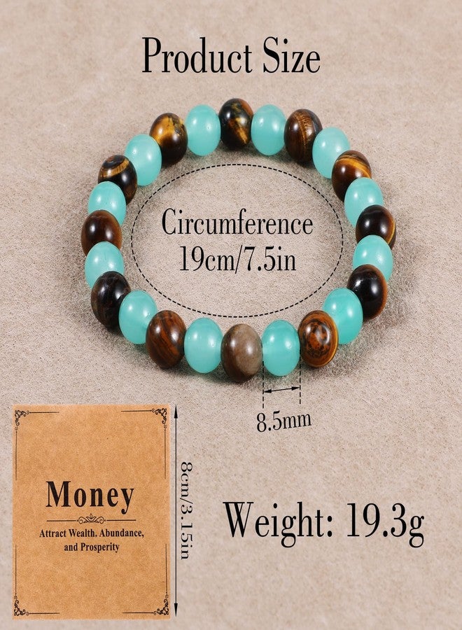 Molain Money Bracelets for Women, Wealth Attraction Feng Shui Luck Bracelet Adjustable Jade Tiger Eye Lucky Crystal Jewelry Valentines Day Gits for Her Him Sister Husband Boyfriend Birthday - Image 4