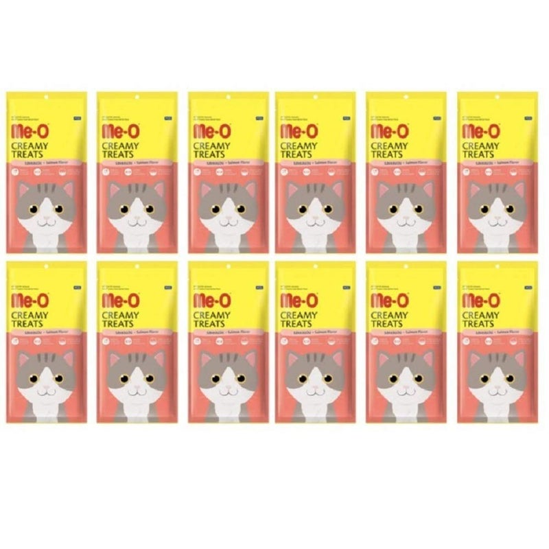 Me-O Creamy Treats - Pack of 12 (Salmon), All Life Stages, Cat - Image 2